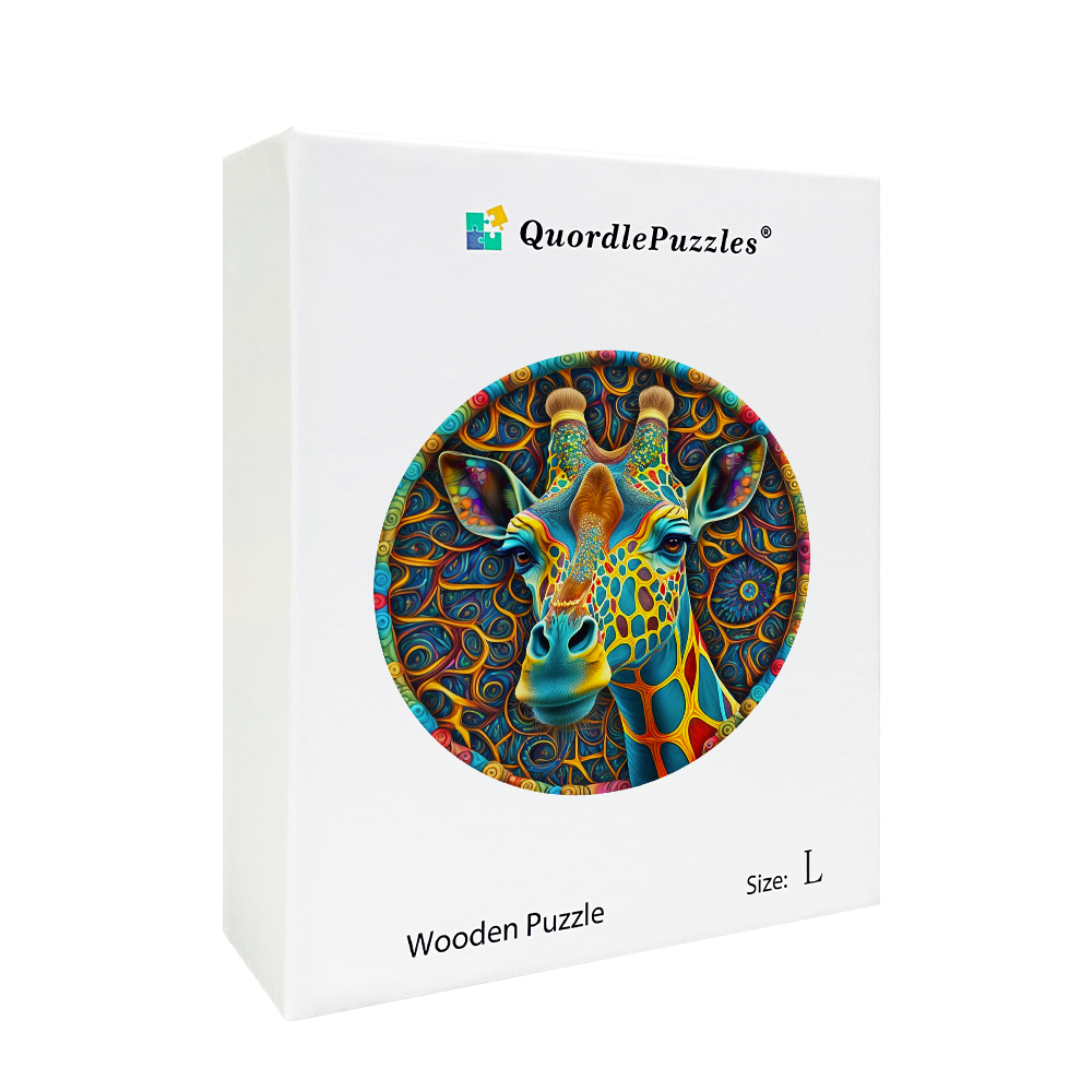 Psychedelisches Giraffen-Holzpuzzle