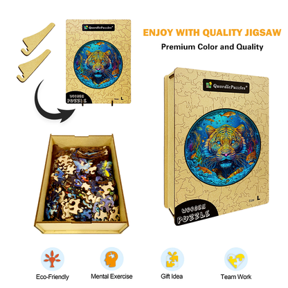 Psychedelisches Tiger-Holzpuzzle