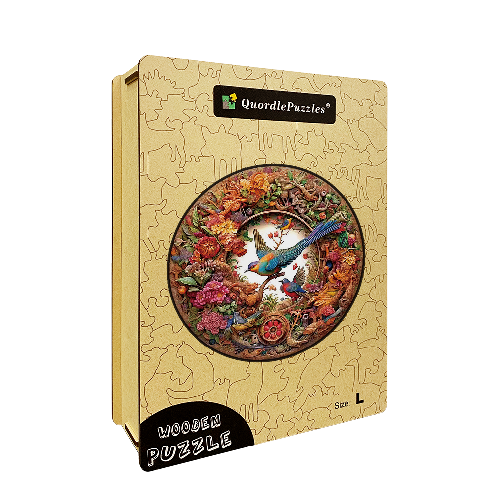 auf das Holzpuzzle „Bird and Bloom“.