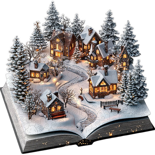 🔥Letzter Tag –3D Schnee Dorf Holzpuzzle