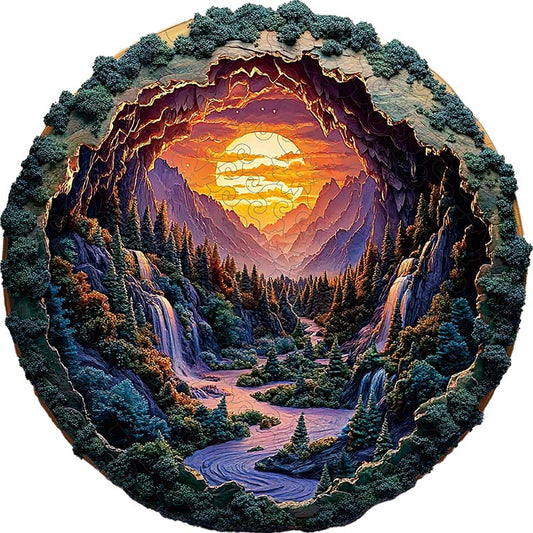 3D Sonnenuntergang Canyon Holzpuzzle
