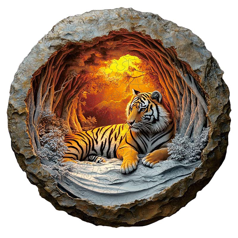 🔥Letzter Tag –3D Tiger in der Höhle Holzpuzzle