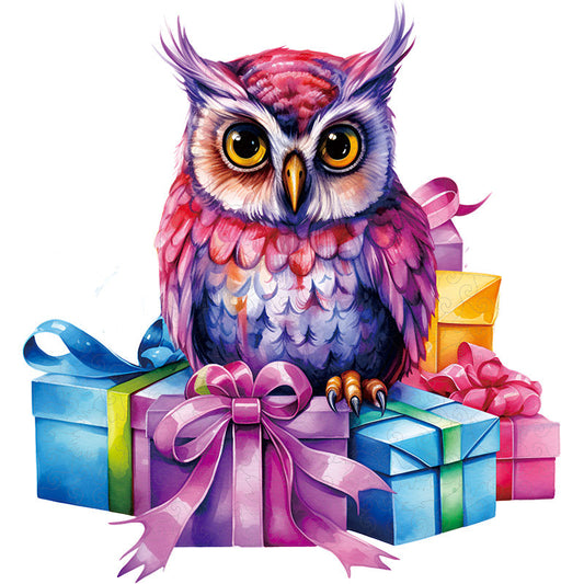 Lustige Eule mit Geschenke