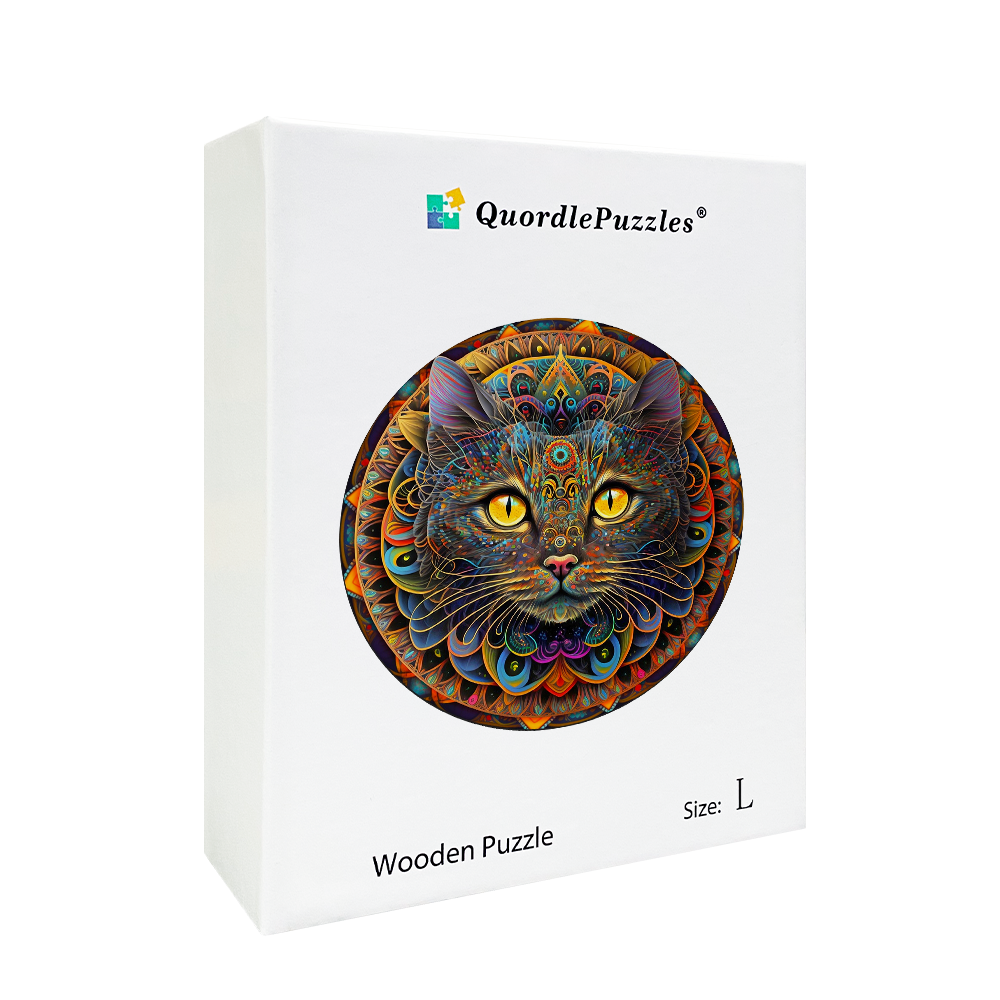 Mandala-Katze-Holzpuzzle