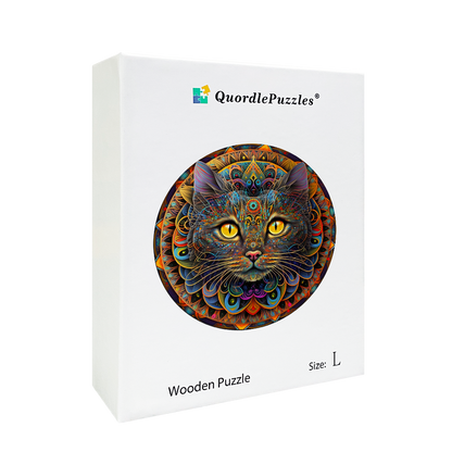 Mandala-Katze-Holzpuzzle