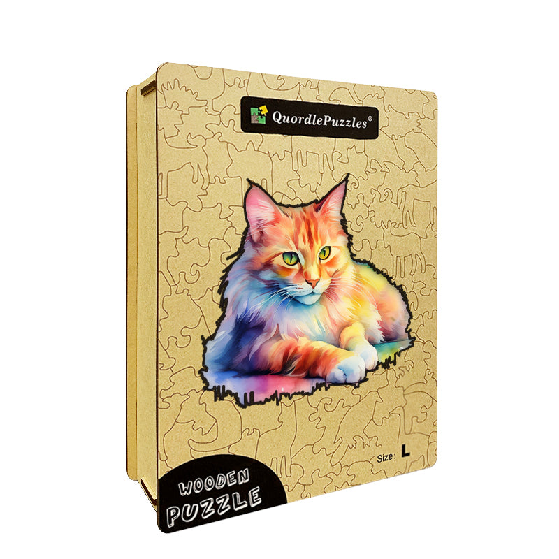 Aquarell-Holzkatze