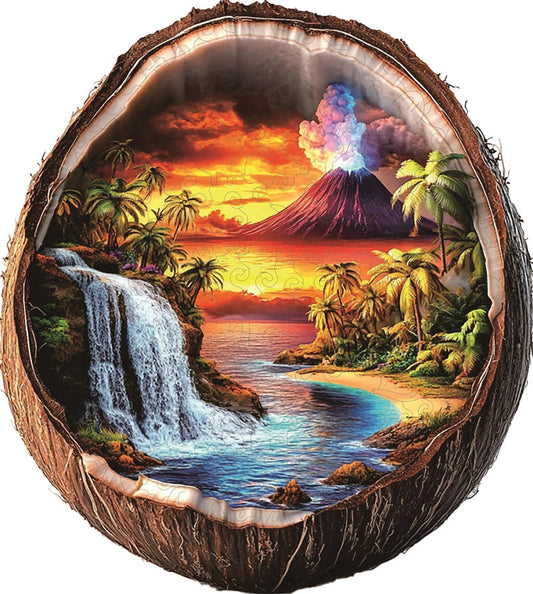 Vulkaninsel Paradies Holz-Puzzle